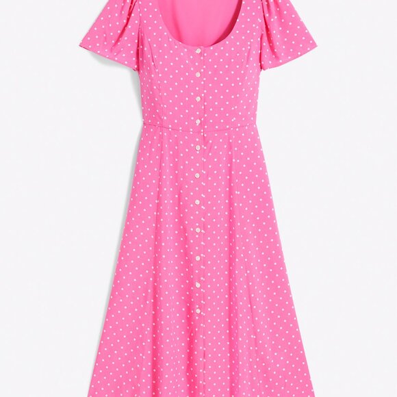 Women's Draper James Bonnie Midi Dress in Polka Dots Pink Size Women's 14 - Picture 3 of 4